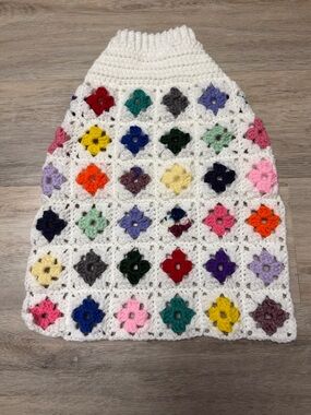 Colorful Crochet Granny Square Large Handmade Dog Sweater